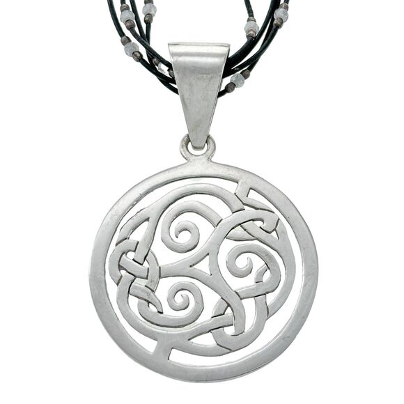 Silpada Sterling Silver 925 Celtic Knot Cut Out Disk Pendant 16.5"-18.5" S1230 - Picture 1 of 10